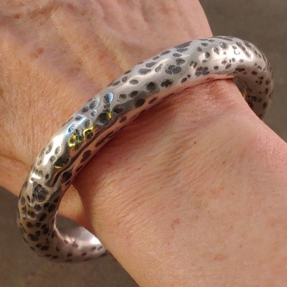 Mexico Jewelry - Sterling Organic Hammered Bangle Bracelet No.2